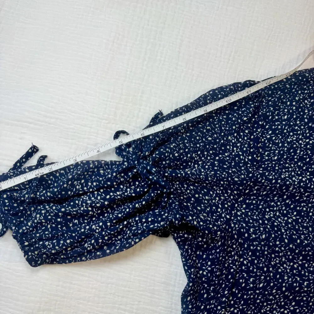 JUST Female Zoe Midi Dress Navy Floral Women's Small Peasant Scandi Boho Indie - Picture 13 of 16